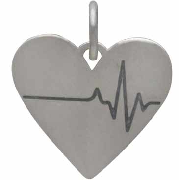 Sterling Silver Heartbeat Charm - Heart Charm