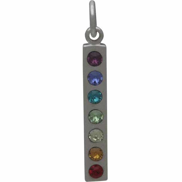 Sterling Silver Chakra Pendant with Crystals 26x3mm