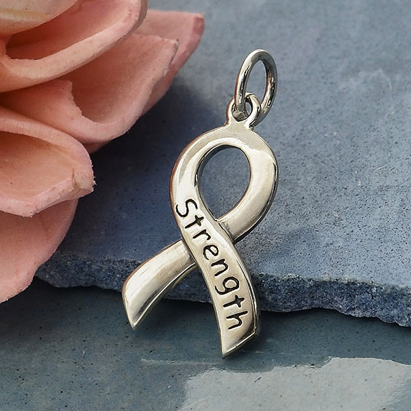Sterling Silver Cancer Awareness Ribbon - Strength