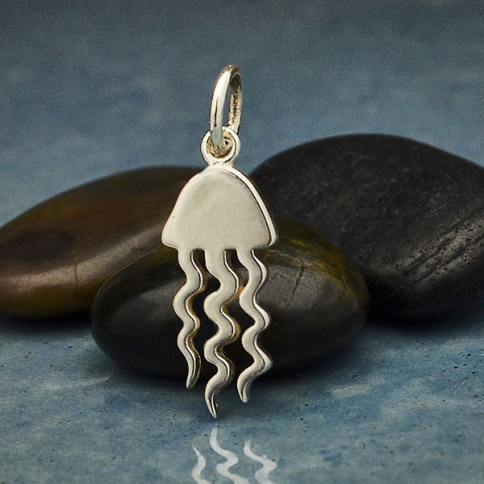 Sterling Silver Flat Jellyfish Charm