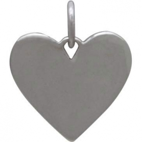 Silver Heart Charm with Mountains and Bronze Moon