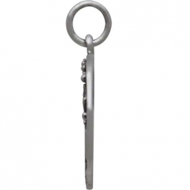 Silver Mountain Charm with Trees and Bronze Moon