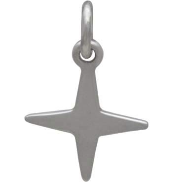 Sterling Silver Four Pointed Star Charm 16x11mm