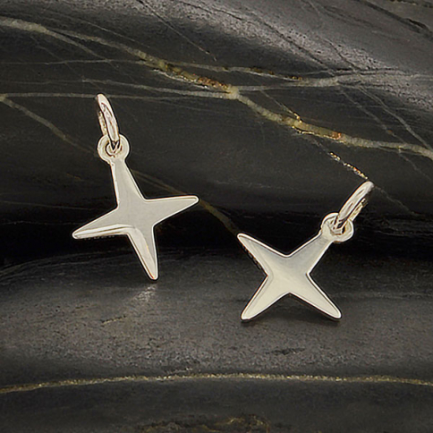 Sterling Silver Four Pointed Star Charm