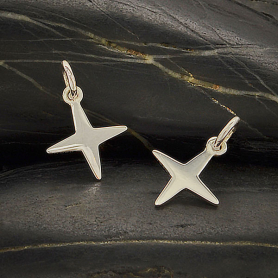 Sterling Silver Four Pointed Star Charm 16x11mm DISCONTINUED