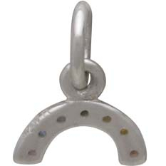 Sterling Silver Tiny Rainbow Charm with Nano Gems
