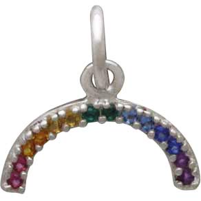 Sterling Silver Rainbow Charm with Nano Gems -12mm