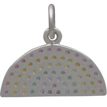 Sterling Silver Rainbow Charm with Nano Gem Crystals 14x15mm