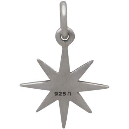 Sterling Silver Ridged Star Burst Charm with 8 Point