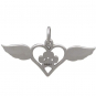 Sterling Silver Paw Print Charm with Heart and Wings