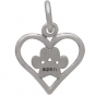 Sterling Silver Openwork Heart Charm with Paw Print