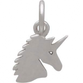 Sterling Silver Unicorn Charm - Flat Unicorn Head