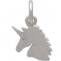 Sterling Silver Unicorn Charm - Flat Unicorn Head