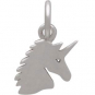 Sterling Silver Unicorn Charm - Flat Unicorn Head