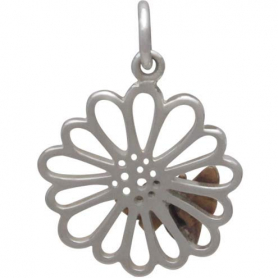 Sterling Silver Daisy Charm with Bronze Bee
