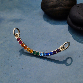 Sterling Silver Rainbow Pendant Festoon with Nano Gems
