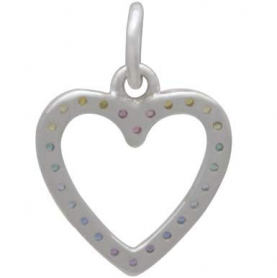 Sterling Silver Rainbow Heart Charm with Nano Gems