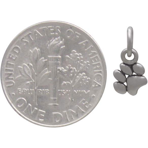 Sterling Silver Tiny Puffy Paw Charm
