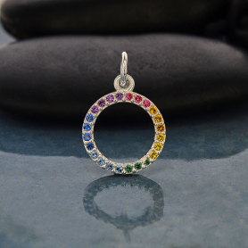 Silver Rainbow Circle Charm with Nano Gems DISCONTINUED