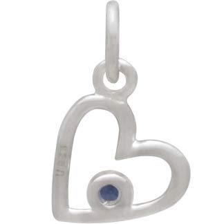 Silver Birthstone Heart Charm -Sept Sapphire DISCONTINUED