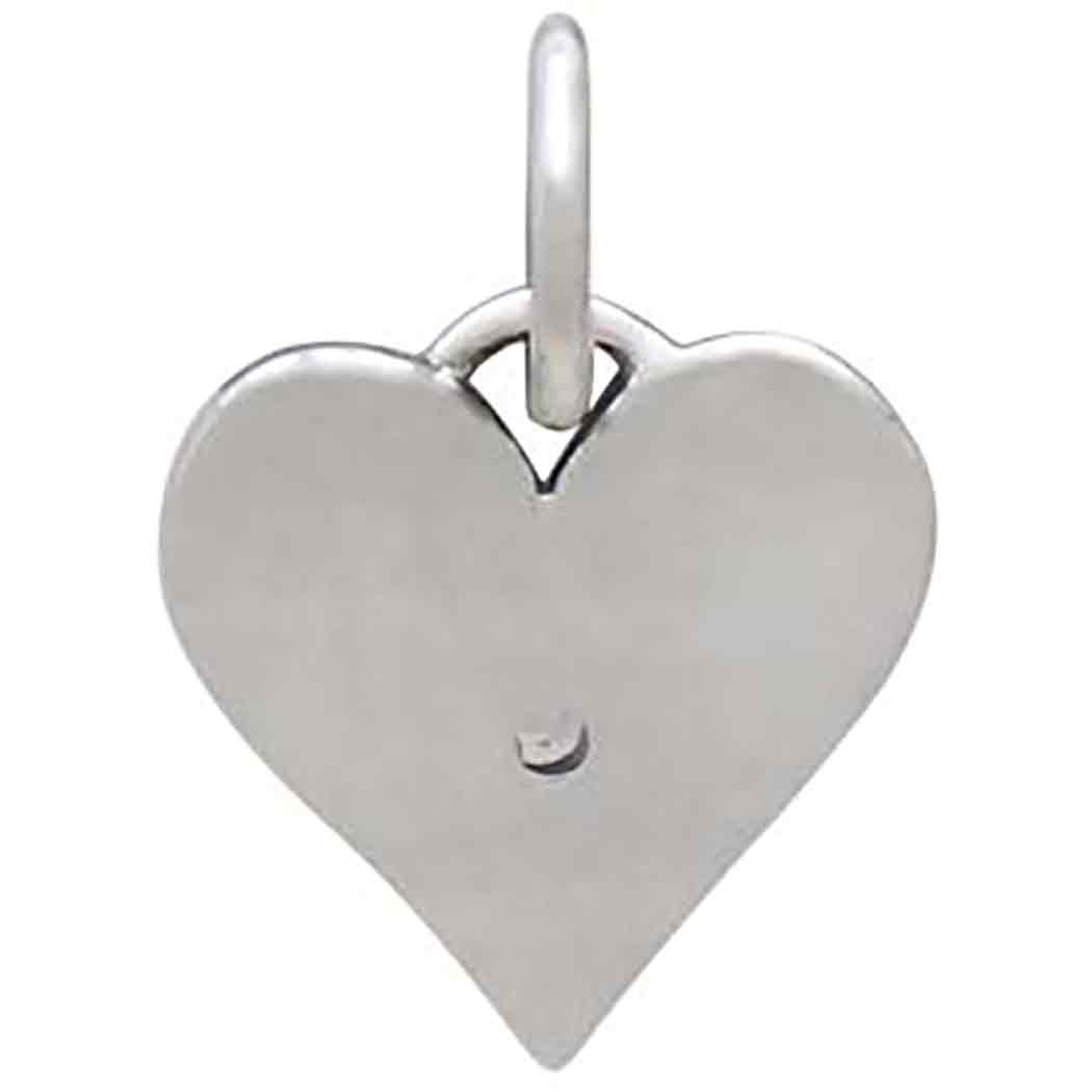 Sterling Silver Heart Charm with Clear Nano Gem 14x10mm