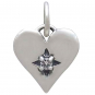 Sterling Silver Heart Charm with Clear Nano Gem 14x10mm