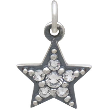 Sterling Silver Star Charm with Nano Gems 16x11mm