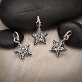 Sterling Silver Star Charm with Nano Gems 16x11mm