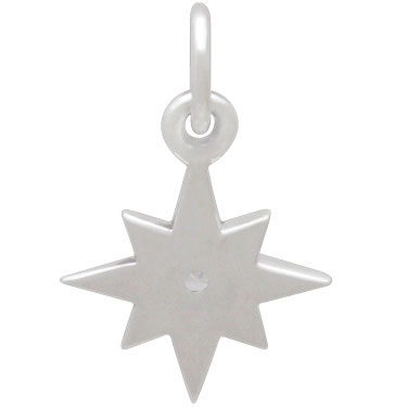 Sterling Silver 8 Point Star Charm with Nano Gem 16x11mm