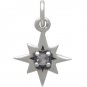 Sterling Silver 8 Point Star Charm with Nano Gem