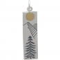 Sterling Silver Pine Tree Charm with Bronze Sun