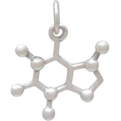 Sterling Silver Caffeine Molecule Charm 18x15mm
