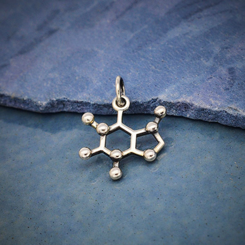 Sterling Silver Caffeine Molecule Charm 18x15mm