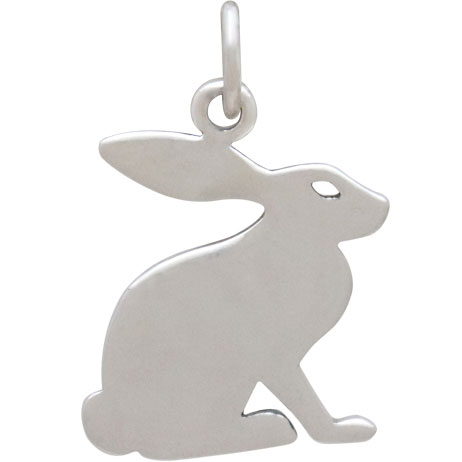 Sterling Silver Hare Charm with Bronze Star and Moon 20x14mm
