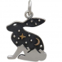 Sterling Silver Hare Charm with Bronze Star and Moon