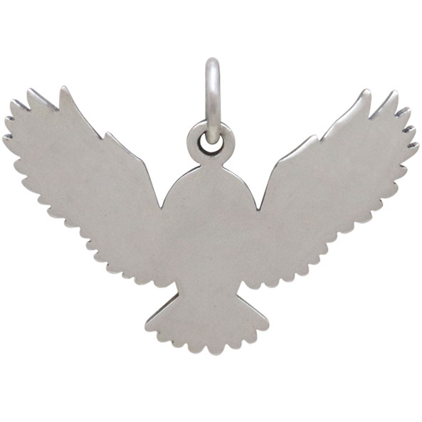 Sterling Silver Owl Charm with Bronze Star and Moon 18x25mm