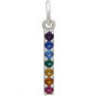 Sterling Silver Rainbow Bar Charm with Nano Gems