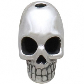 Sterling Silver Skull Bead with Vertical Hole