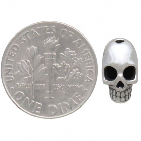 Sterling Silver Skull Bead with Vertical Hole