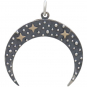 Sterling Silver Moon Pendant with Bronze Stars