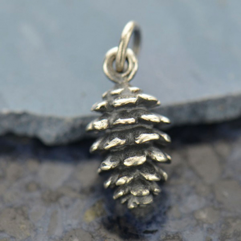Sterling Silver Pinecone Charm 17x7mm