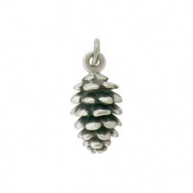 Sterling Silver Pinecone Charm 17x7mm
