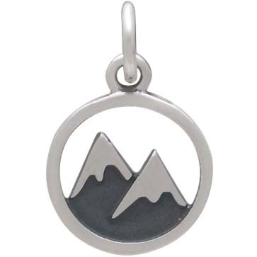 Sterling Silver Snow Capped Mountain Charm 16x10mm