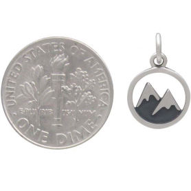 Sterling Silver Snow Capped Mountain Charm 16x10mm