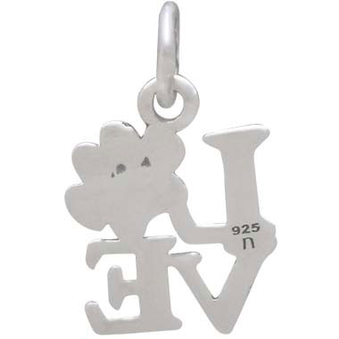 Sterling Silver Love Charm with Pawprint 16x10mm