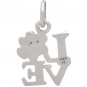 Sterling Silver Love Charm with Pawprint 16x10mm