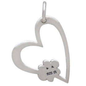 Sterling Silver Heart Charm with Pawprint 21x14mm