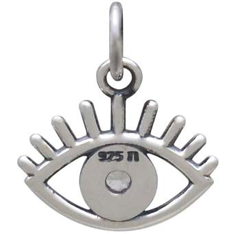 Sterling Silver Evil Eye Charm with Nano Gem 14x13mm