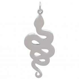 Silver Snake Pendant with Bronze Moon and Stars 38x15mm