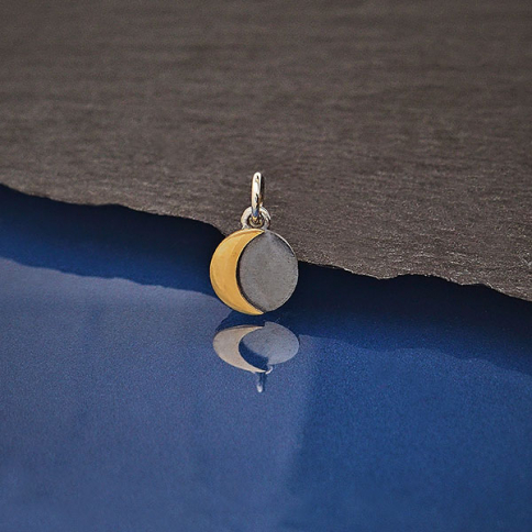 Mixed Metal Silver and Bronze Moon Charm